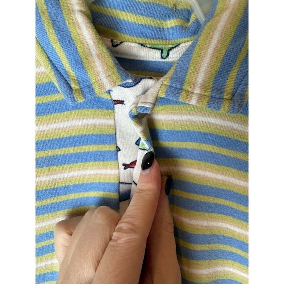 Pepper Toes Layette Blue And‎ Green Striped Collared Polo Short Romper Size 3M - Picture 7 of 10